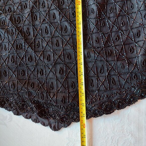 COTE D' AZUR Evening Black Vintage Gorgeous Beaded Silk Jacket XL - Picture 8 of 8